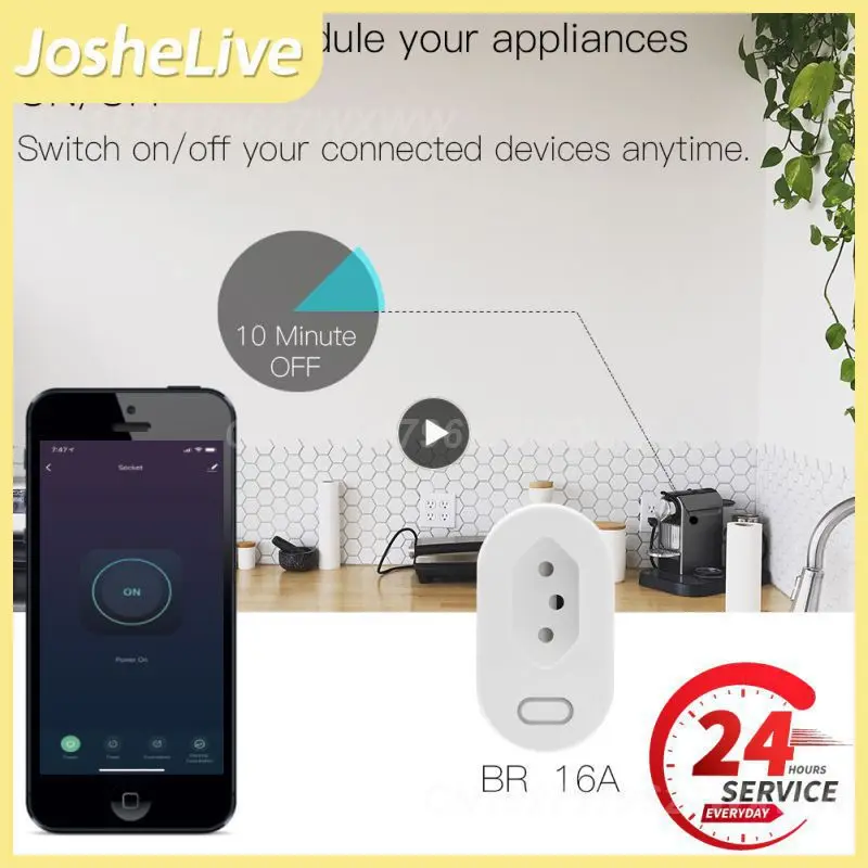 

1~8PCS Tuya 16A/10A Brazil Standard Smart Plug with Power Monitor, Smart Life APP WiFi Smart Socket Works for Google Home, Alexa