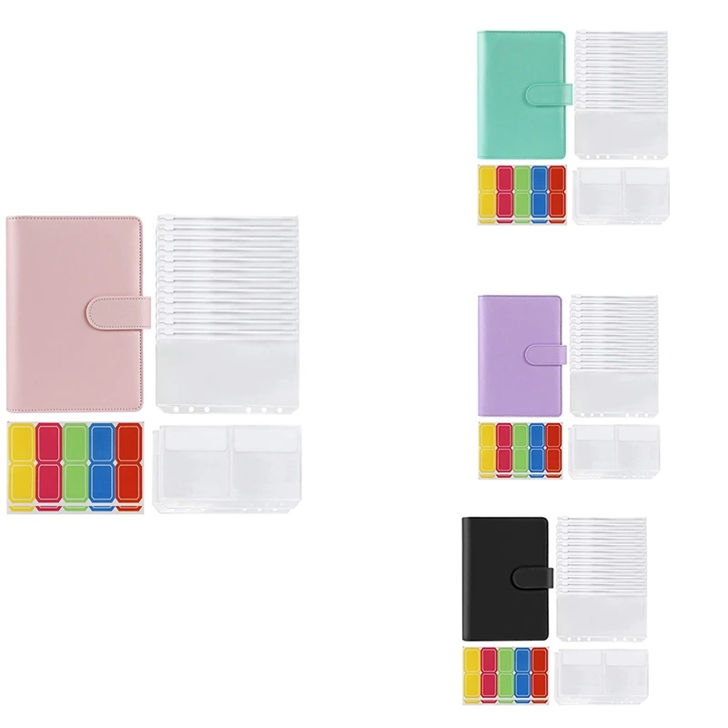 

Pu Leather Binder Diary Agenda Budget Planner Travel Journals Cash Envelope System for Budgeting Envelopes for Bill Planner