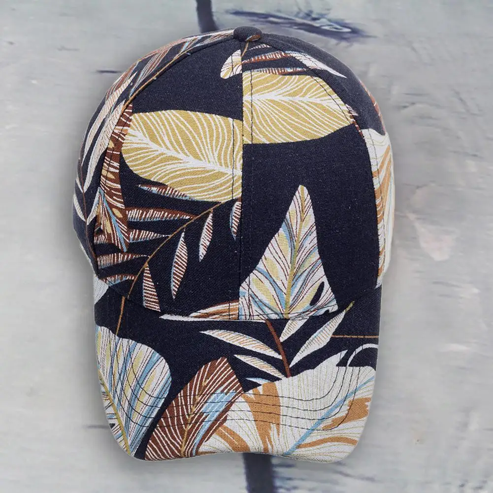 

Fashion Running Cap Windproof Buckle Closure Outdoor Cap Leaf Print Men Women Unisex Sport Hat