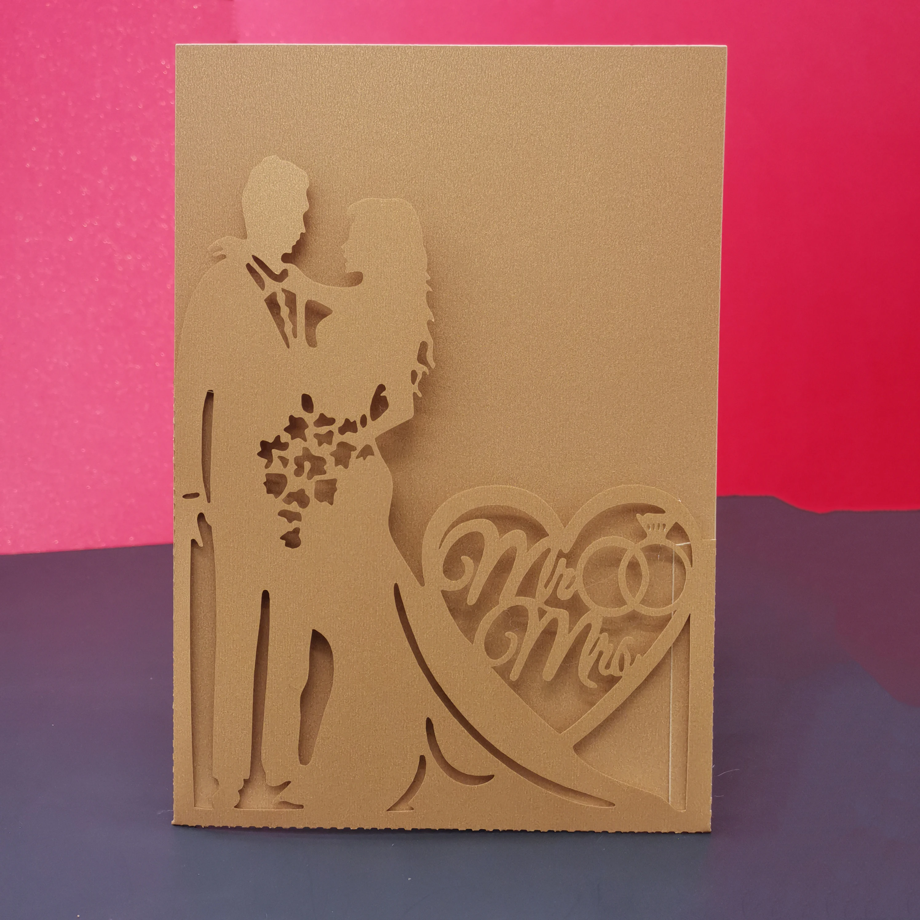 

25Pcs Bride & Groom Invitation Card For Wedding Rings Heart Greeting Cards Mariage Anniversary Party Favor Supplies Decorations