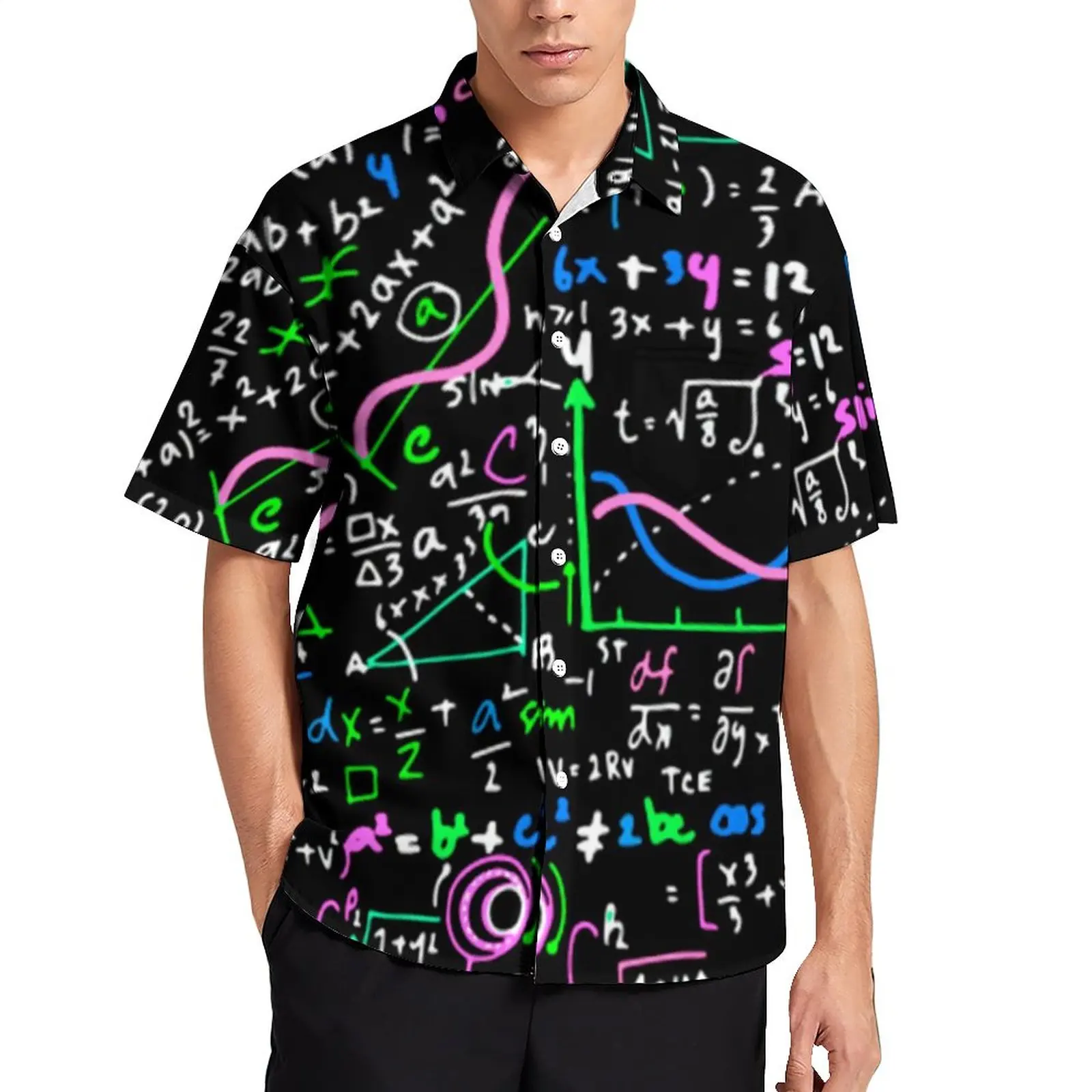 

Math Linear Blouses Mens Mathematics Education Casual Shirts Hawaii Short Sleeves Graphic Cool Oversize Vacation Shirt Gift