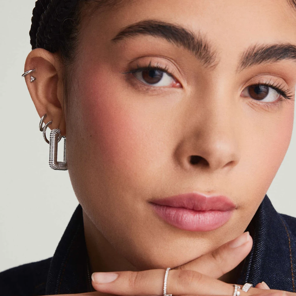 Винтажные прямоугольные текстурированные серьги-кольца с покрытием из