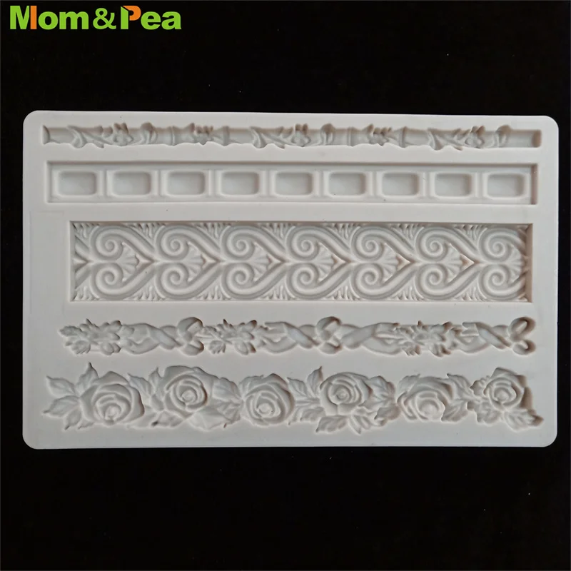 

Mom&Pea MPAW26 Deco Tape Shaped Gum Paste Silicone Mold Cake Decoration Tools Fondant Cake 3D Mold Food Grade