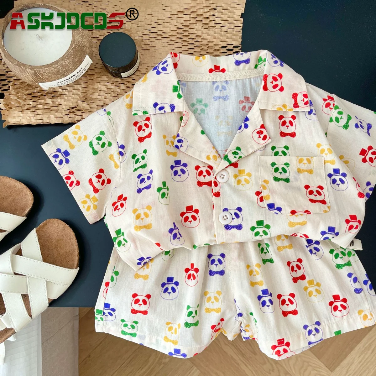

Kids Baby Children Clothes Fashion Your Little Boy with Our Playful Panda Print Shirt+Shorts Set - Perfect for Summer Fun