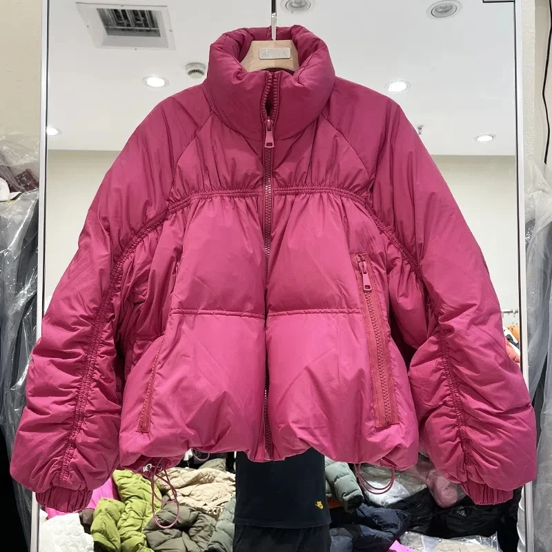 Европейские товары 2023 женский новый короткий пуховик с воротником-стойкой