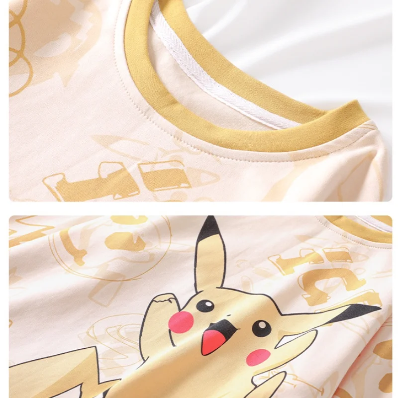 Милые пижамы для родителей и детей Аниме фигурки Пикачу взрослых Осенняя тонкая