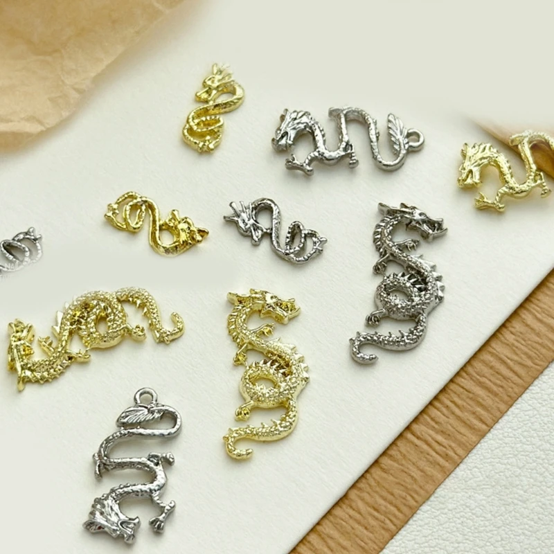 6 шт. металлические подвески в Форме Дракона Для Ногтей