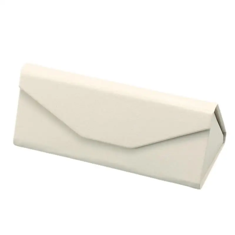 

Triangle Glasses Box Solid Color Folding PU Waterproof Strong Magnet Eyewear Case Imitation Cowhide Leather Glasses Organizer