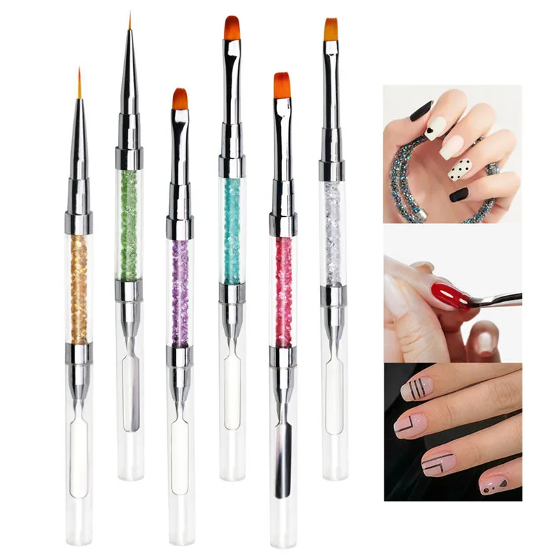 

Nail Art Brush Spatula Drawing Painting Line Pen Liner Gradient Flat Round Builder Extension Metal French Manicure Tools