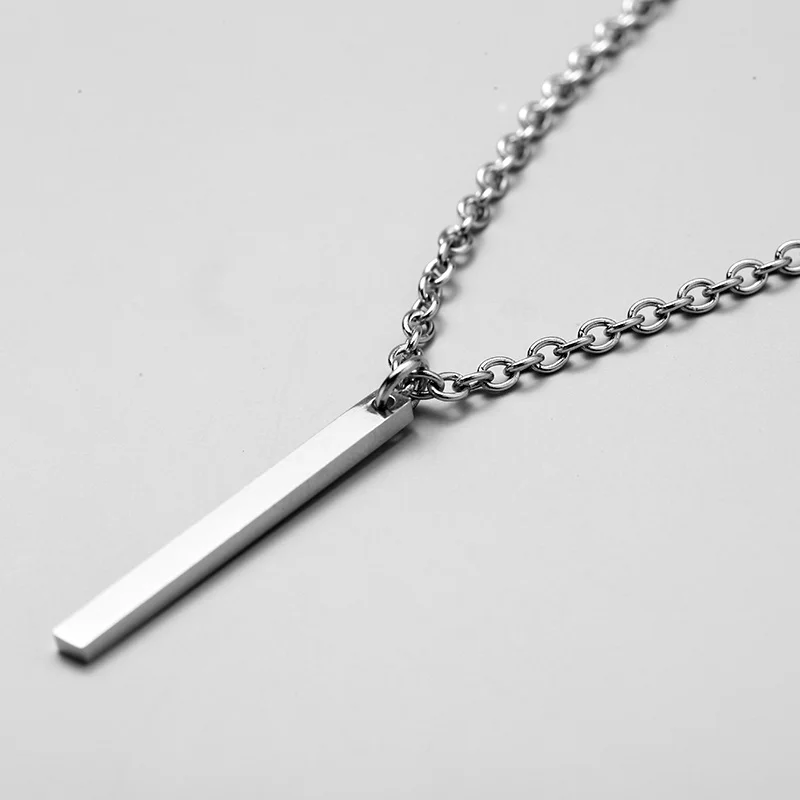 Delysia King New Men's Stainless Steel Simple Long Chain Rectangle Pendant Surprise Gift for Boyfriend Couple Necklace images - 6