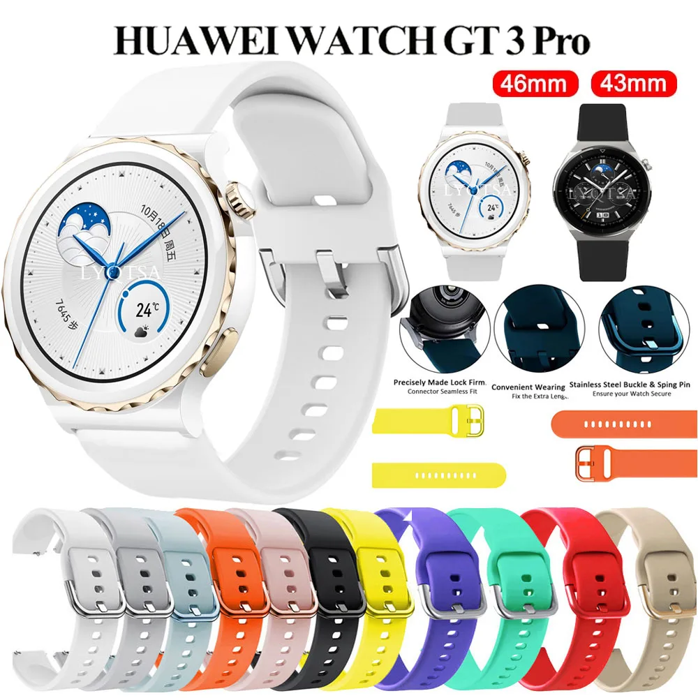 

20mm/22mm Silicone Strap for Huawei Watch GT 3 GT3 SE/GT 3 Pro 43mm 46mm Smart Watch for GT3 GT2 Pro 42 46mm Bracelet Wristband