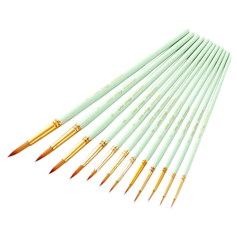 

12pcs Watercolor Drawing Beginner Multifunction Soft Portable School Professional Wooden Handle Pen Art Painting Brush Set