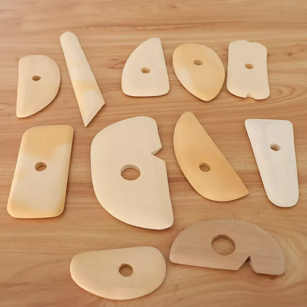 

11 Pieces Easy Use Safe Cutters Clay Art Shaping Tools Wooden Cutter /Scraper