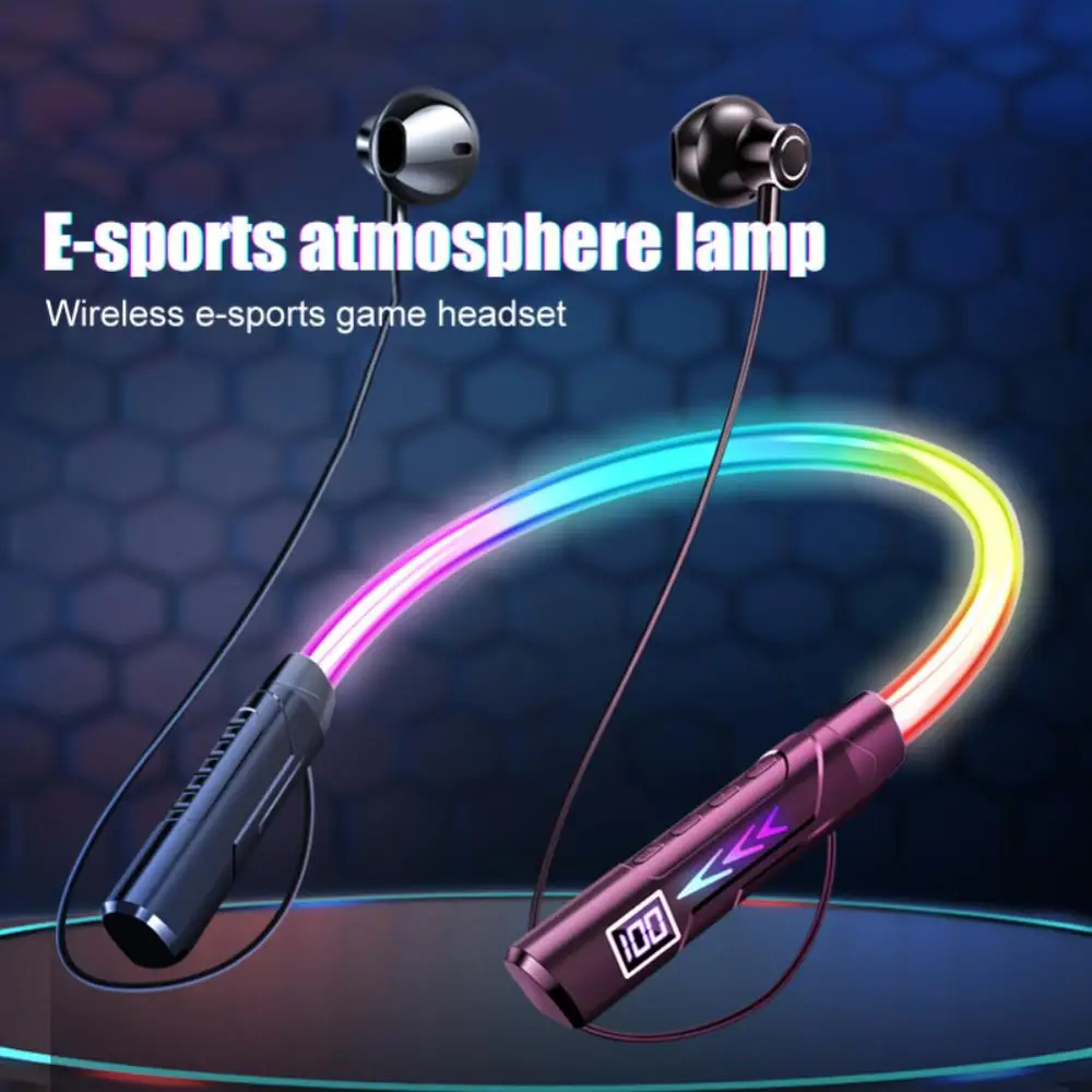 

Беспроводные наушники KINGSTAR с Bluetooth, игровые наушники с шейным ободом, Спортивная гарнитура с шумоподавлением и микрофоном с RGB-светильник ко...