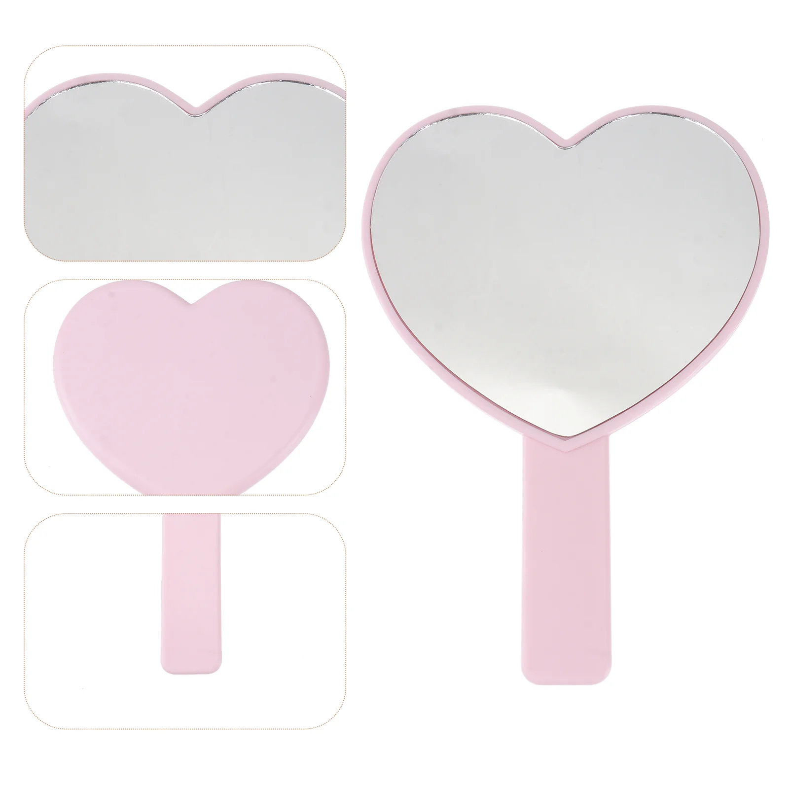 

Mirror Handheld Travel Heart Makeup Hand Portable Handle Shaped Mirrors Vanity Pocket