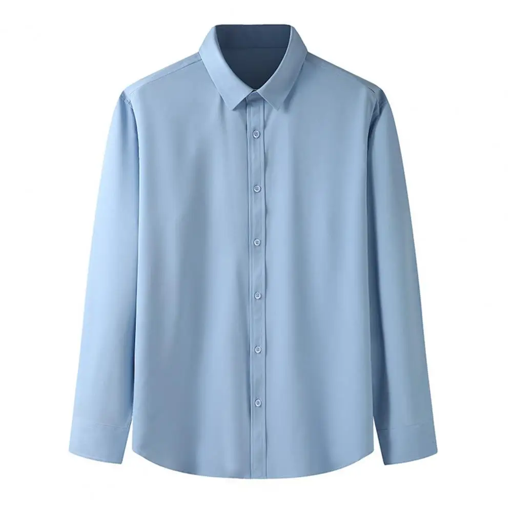 

Large Size Summer Men's Solid Color Short Sleeved Shirt Loose Elasticity Casual Black White Quick Dry Silk Male Shirts