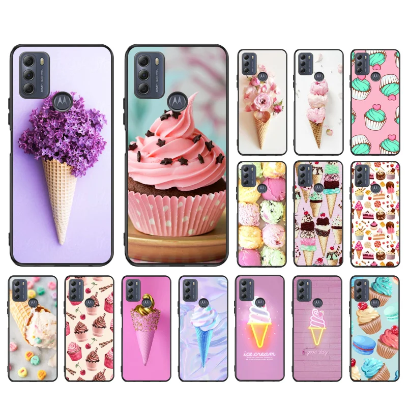 

Dessert IceCream Cake Case for Motorola G22 G60 G52 G100 G Stylus G30 G10 G20 G50 GPure E32 E20 E40 E7 Edge20 lite Pro OneAction