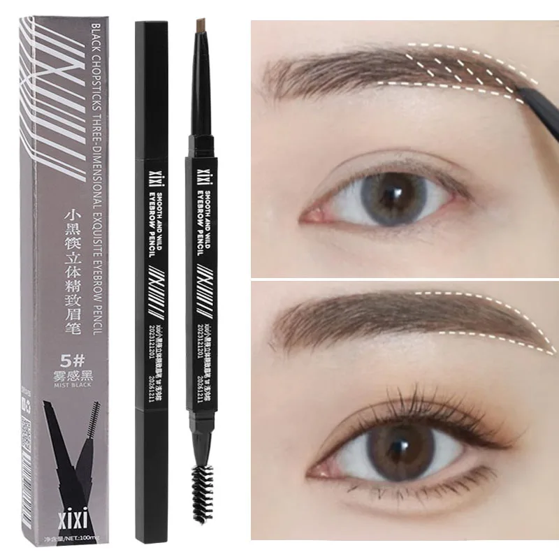 Стойкий карандаш для бровей Двойные головки Водостойкий без пятен