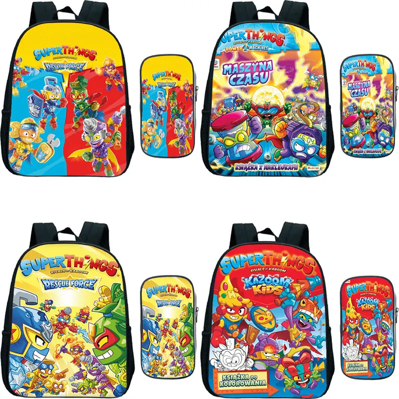 

2pcs/set Superzings Series 10 Backpack Pen Bag Kindergarten Bags Mochila Super Zings Schoolbags Kids Rucksack Children Backpacks