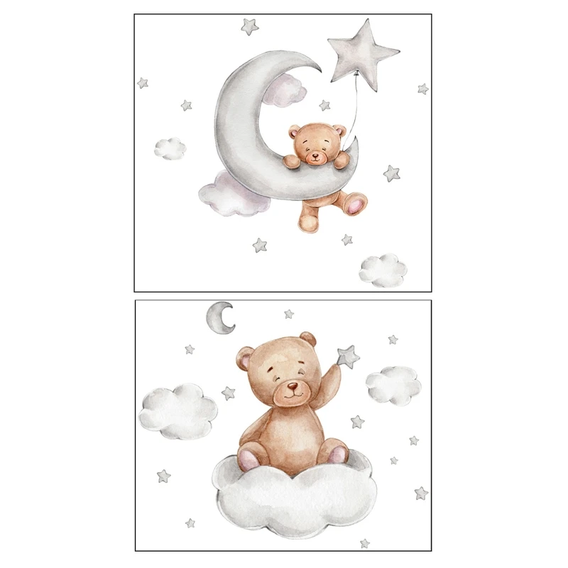 

Мультяшные милые медведи, спящие на облаке, звезды, наклейка на стену, наклейка для гостиной, детской, спальни, украшение для детской комнаты...