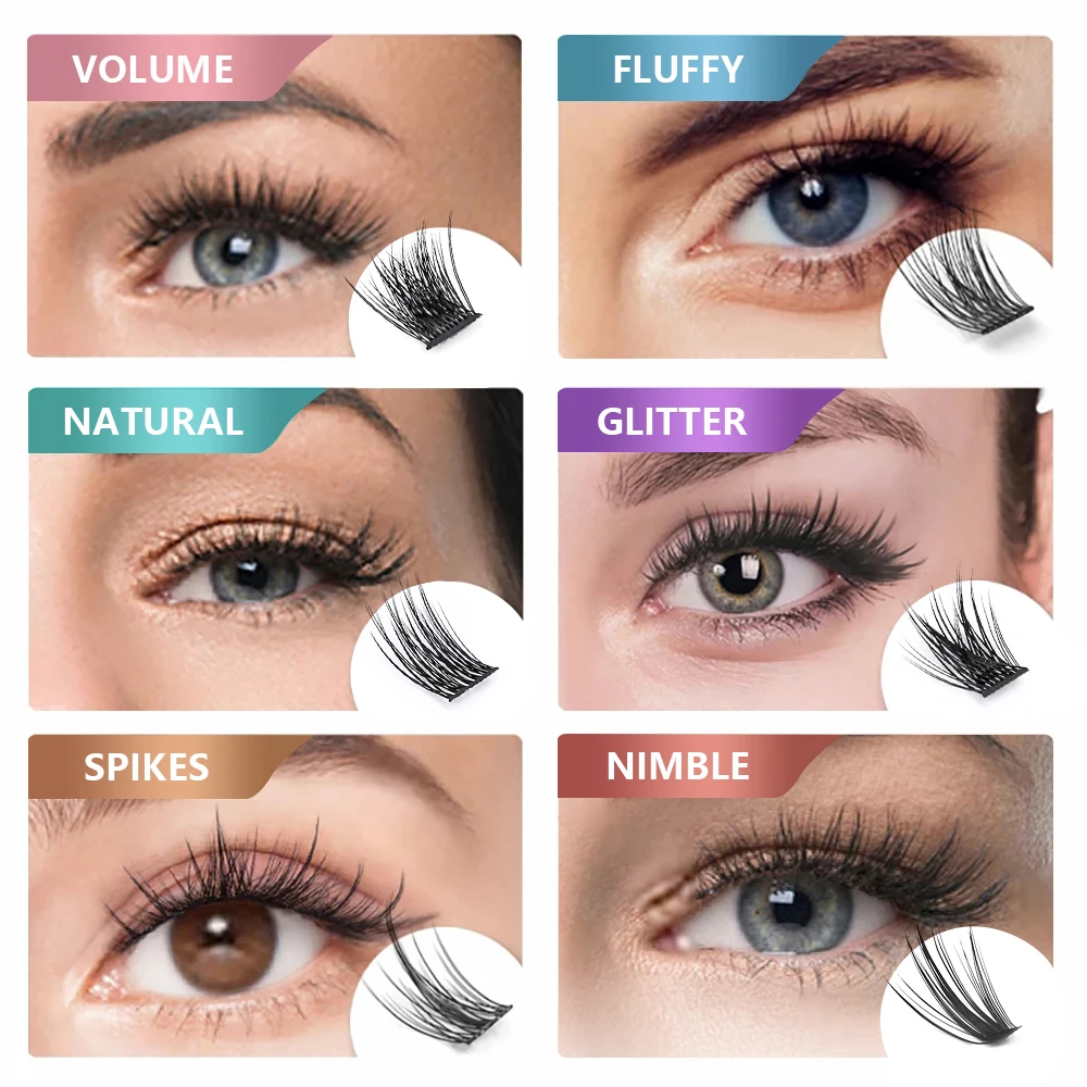 MASSCAKU DIY Cluster Eyelash Extension 12lines CD Dovetail Segmented Lashes Natural Lighter Bundle Makeup Supplies Freeshippping images - 6