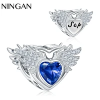 ningan dark blue zircon charm september fashion birthstone charm fit women bracelet birthday anniversary wife mom gift