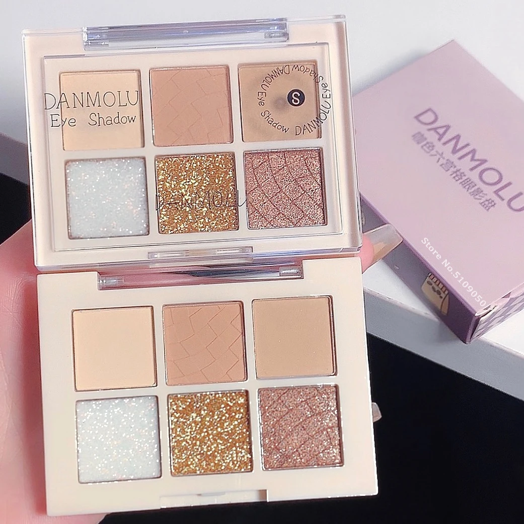 

6 Color Earth Brown Nude Glitter Eyeshadow Palette Matte Shimmer Palette Mineral Primer Powder Eye Shadow Base Makeup Cosmetic