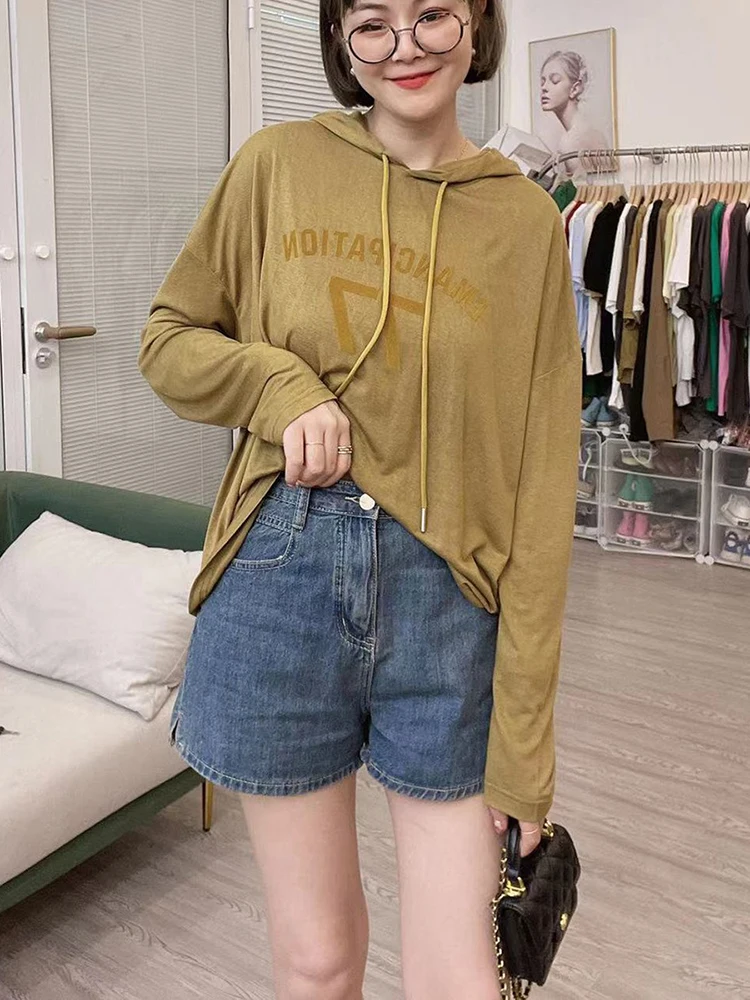 

Y2k Large Size High-waisted Denim Shorts Women's Summer Thin 2023 New Fat Mm Thin Cover Belly Slit A Word Hot Pants