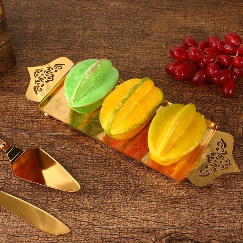 Свадебное железное прямоугольное блюдо с фруктами золотой поднос тарелка для