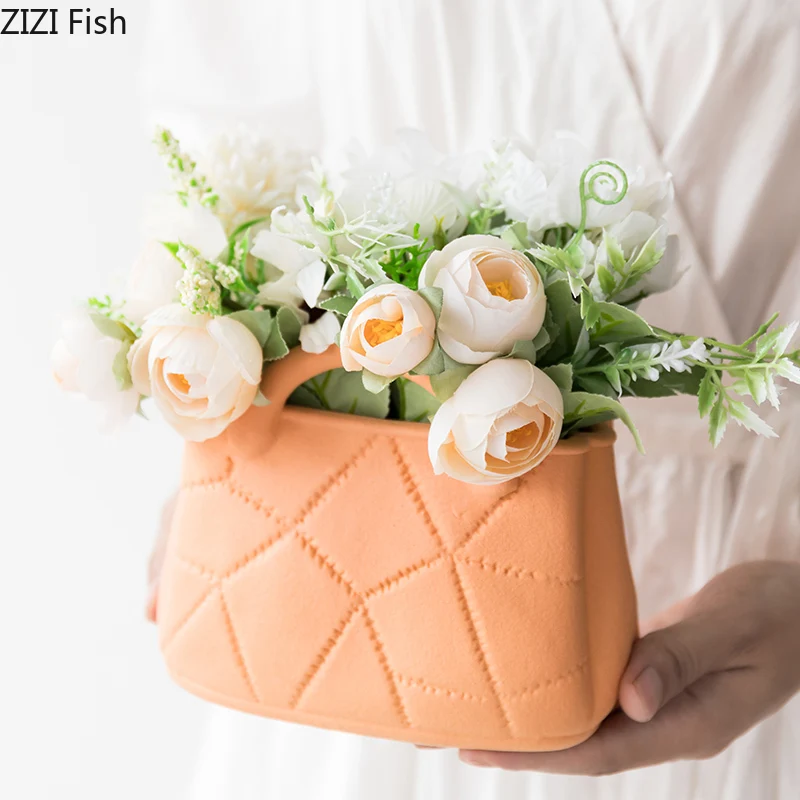 Креативные дамские сумочки вазы керамические крафтовые цветочные горшки