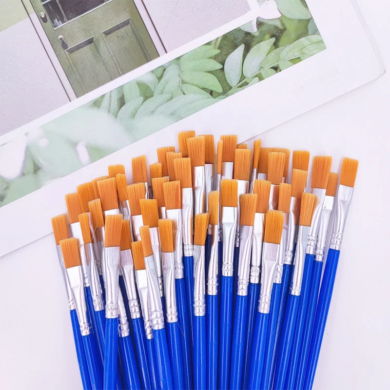 

50Pcs Flat Round Paint Brushes Set Small Painting Brush Volume for Painting Acrylic Oil Detail Essential Props For Painting Art