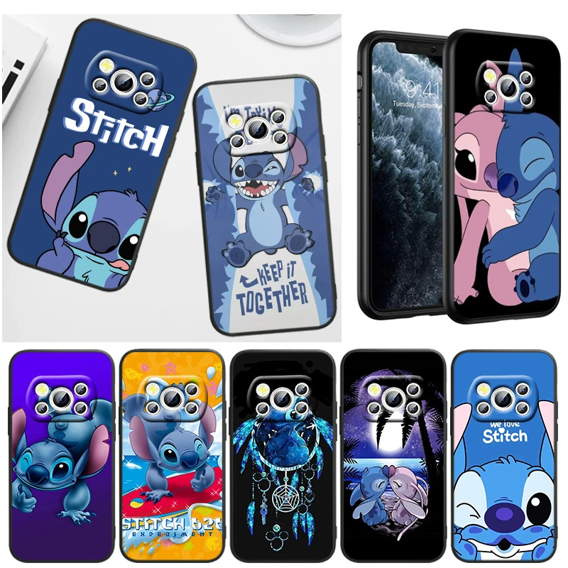 

Disney Stitch Cute For Xiaomi Poco M4 X4 GT X3 F3 GT M3 C3 NFC M2 F2 X2 F1 Pro Mi Mix3 Silicone Black Phone Case
