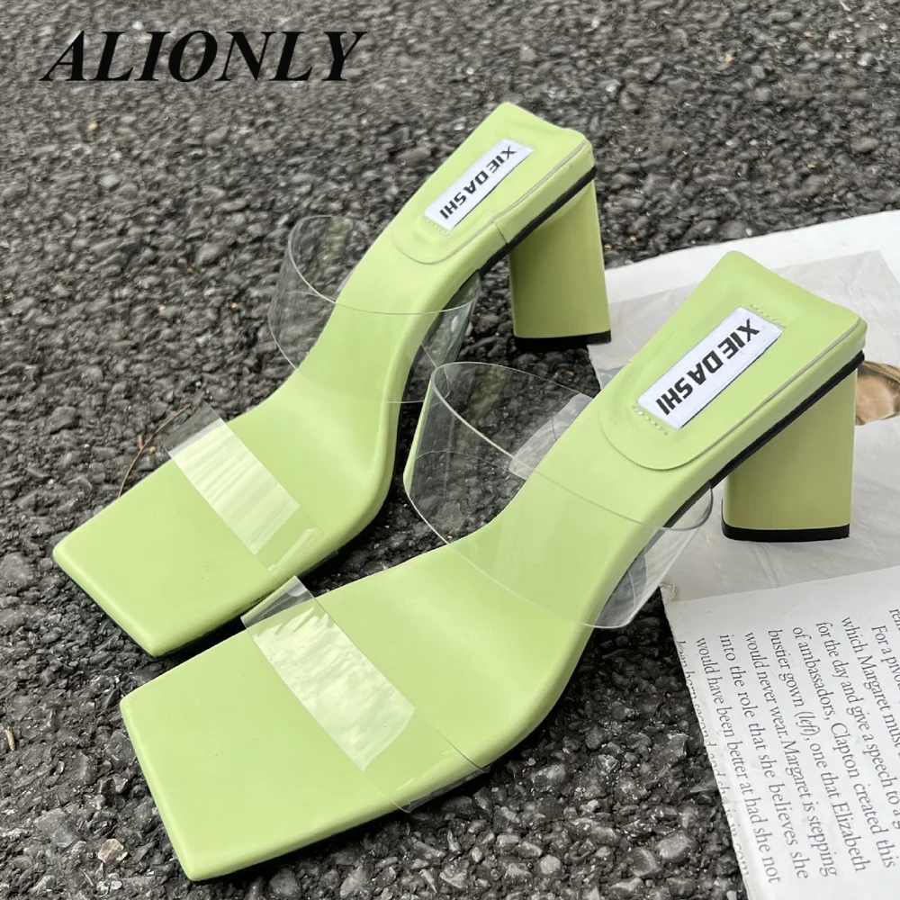 

Alionly chaussure femme 2022 летние новые тапочки Прозрачные однослойные треугольные каблуки сандалии на высоком каблуке