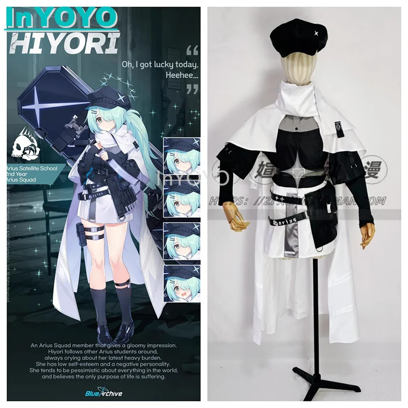 

InYOYO Hiyori Cosplay Game Blue Archive Costume Party Suit Cloak Dress Hat Halloween Carnival Outfit Men Customized New 2023