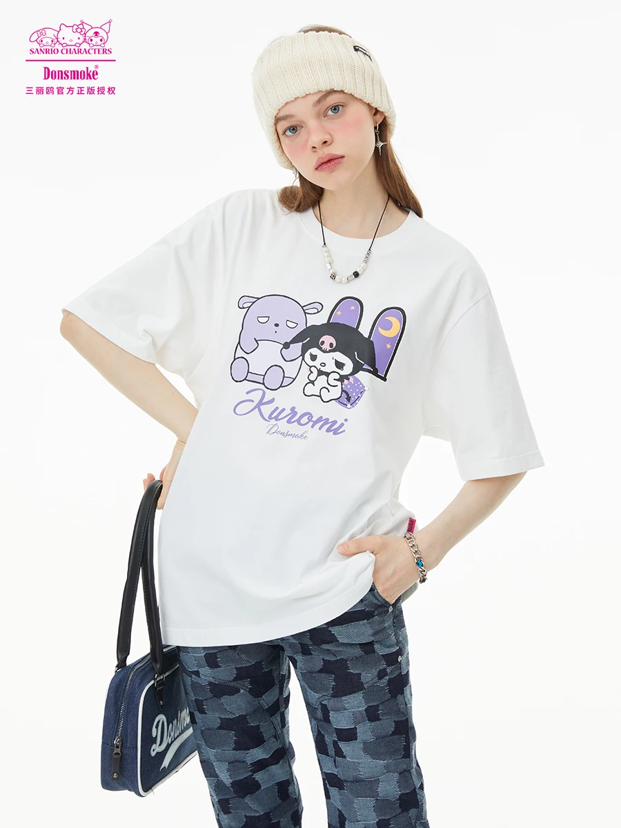

Sanrio T-shirt Kuromi Couple Loose Short-sleeved T-shirt Men and Women Harajuku Shirt Tops Women 2022 Graphic T Shirts