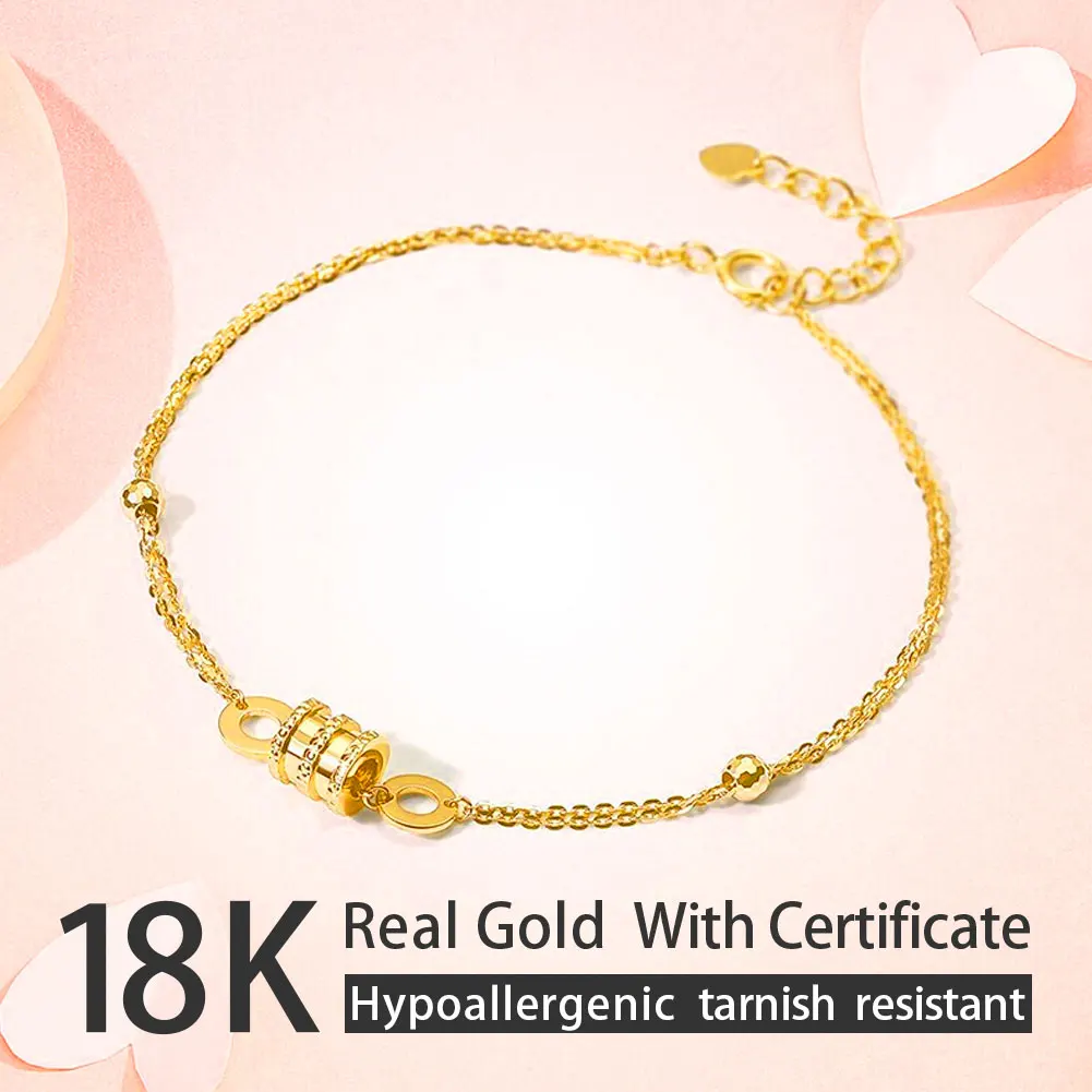 Женский однотонный браслет из 18-каратного золота тонкая Регулируемая цепочка на