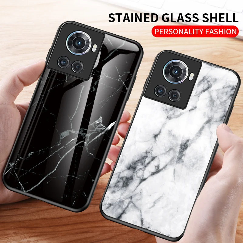 for oneplus ace 6 7 luxury 9h tempered glass glossy back phone case gradient marble ultra thin anti scratch soft frame shell free global shipping
