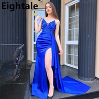 eightale 2022 royal blue mermaid evening dress spaghetti straps sexy side slit prom party gown dubai robe soir%c3%a9e femme