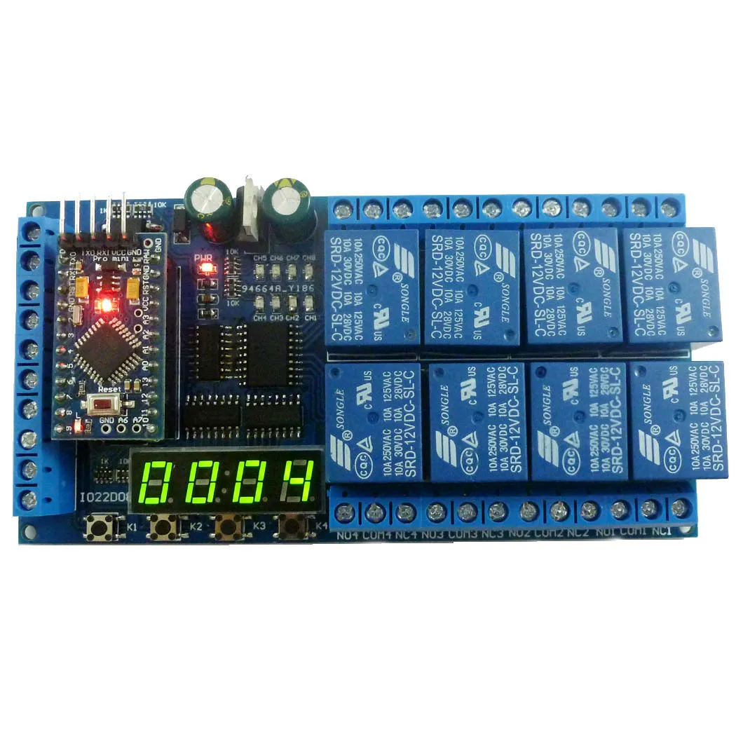 

IO22D08 DC 12V 8 Channel Pro Mini PLC Board Relay Shield Module For Arduiuo Multifunction Delay Timer Switch Board Practical