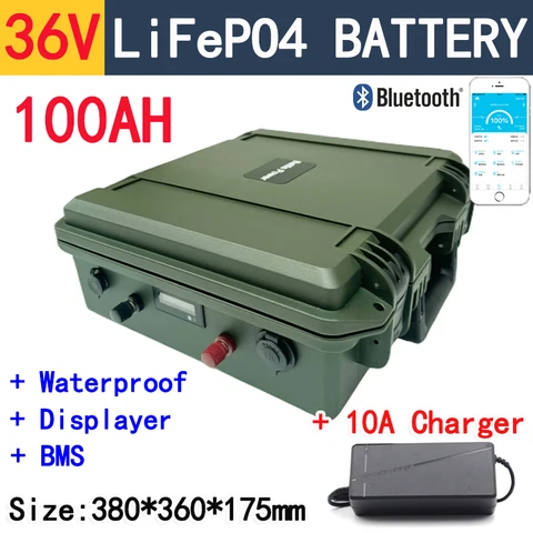 36 В 100 Ач литиевая батарея lifepo4 с Bluetooth BMS для 2000 Вт электрический трехколесный велосипед UPS велосипед скутер лодка + зарядное устройство 10 А