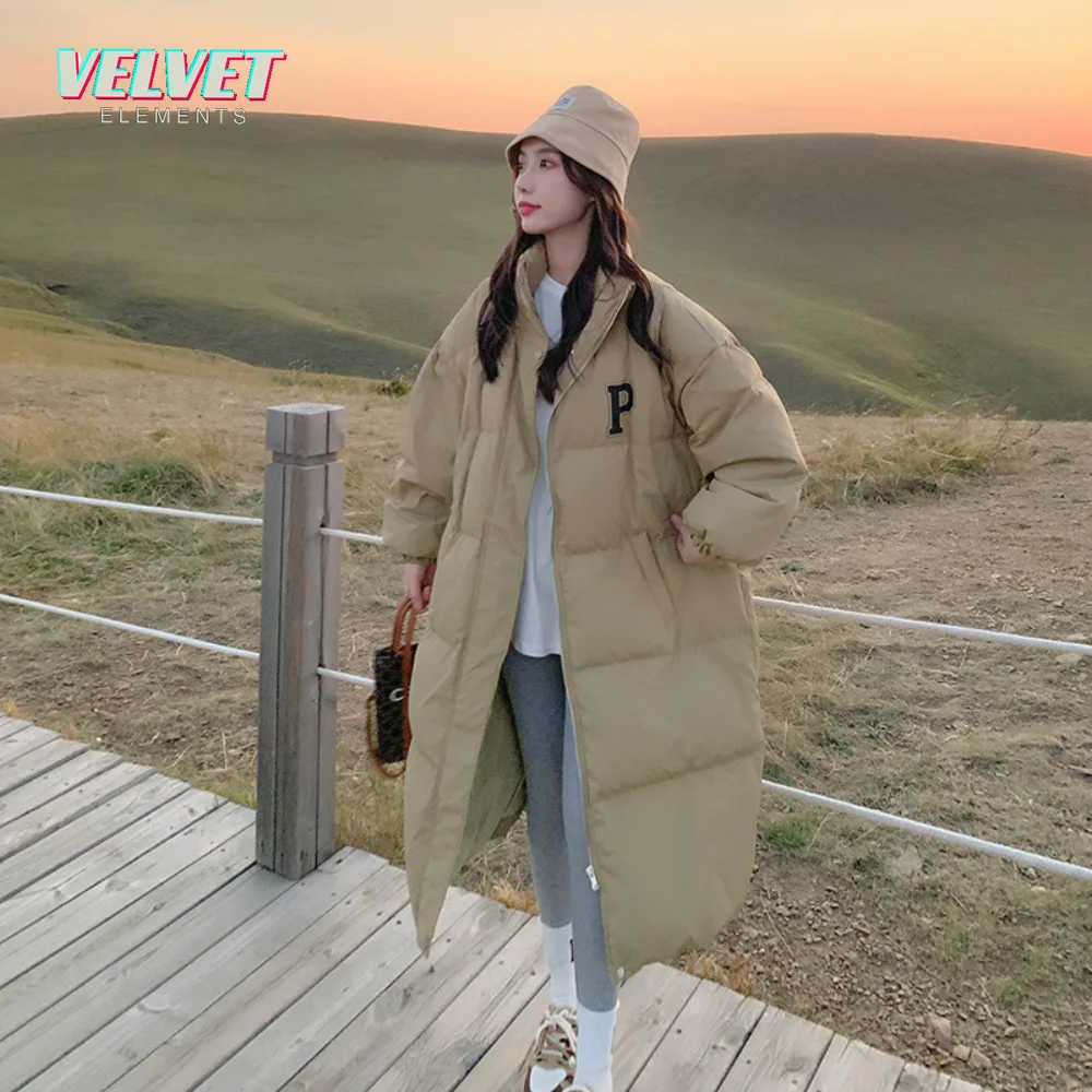 

VE Down Cotton Coat Women's 2023 Winter New Loose Warm Overcoat Female Stand Collar Jacket X-Long Fashion 3XL Down Outwear