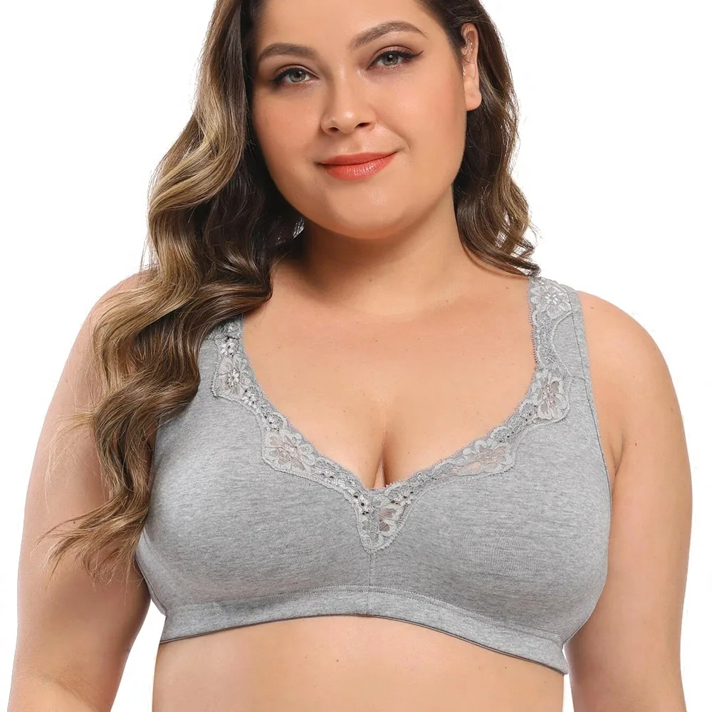 Cotton Bra Non Padded Comfort Underwear Full Large Cup Seamless Wirefree Thin Women Bras Plus Size Bras C D E F G H I