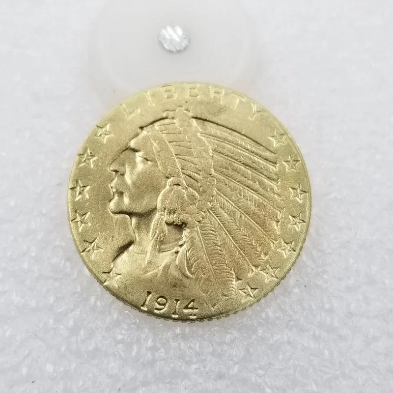

American 1914 S Version 5 Dollars Brass Gold-plated Commemorative Collectible Coin Gift Lucky Challenge Coin