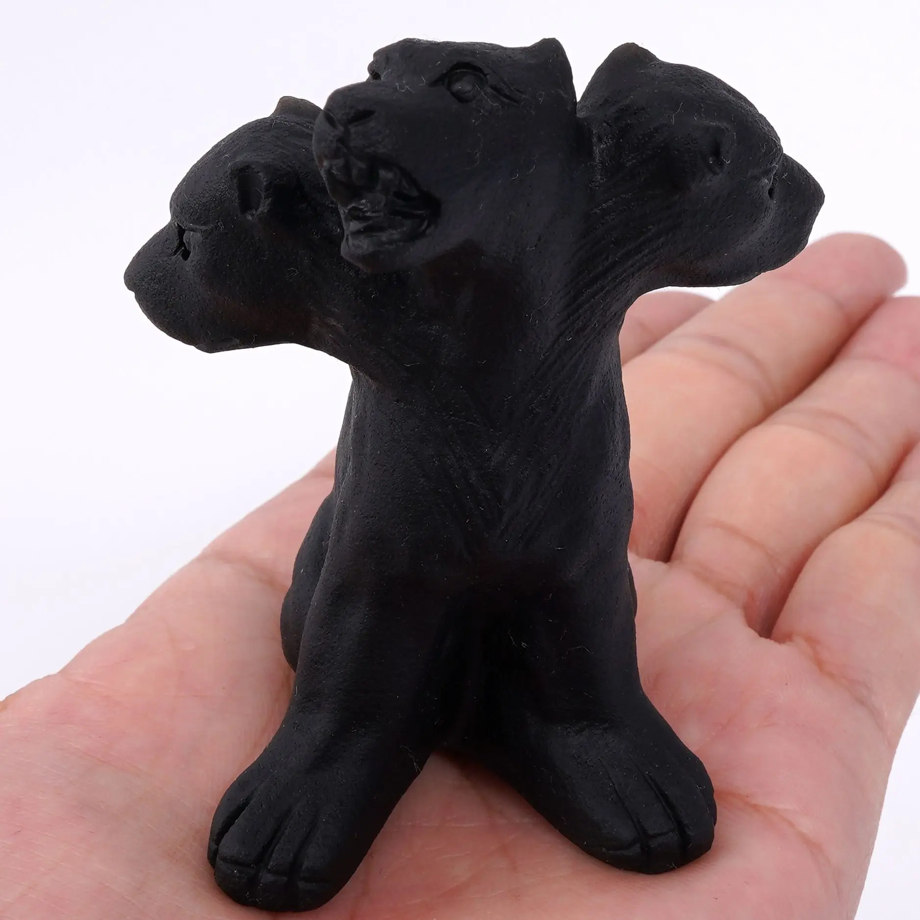 Природный обсидиан Cerberus резьба из трех головок исцеляющая фигурка искусственных