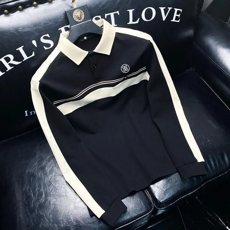 

New Autumn Men Golf Clothing business casual lapel polo shirt Long Sleeves Golf Wear Tops Tee Korea Fashion joker Sport T-shirt