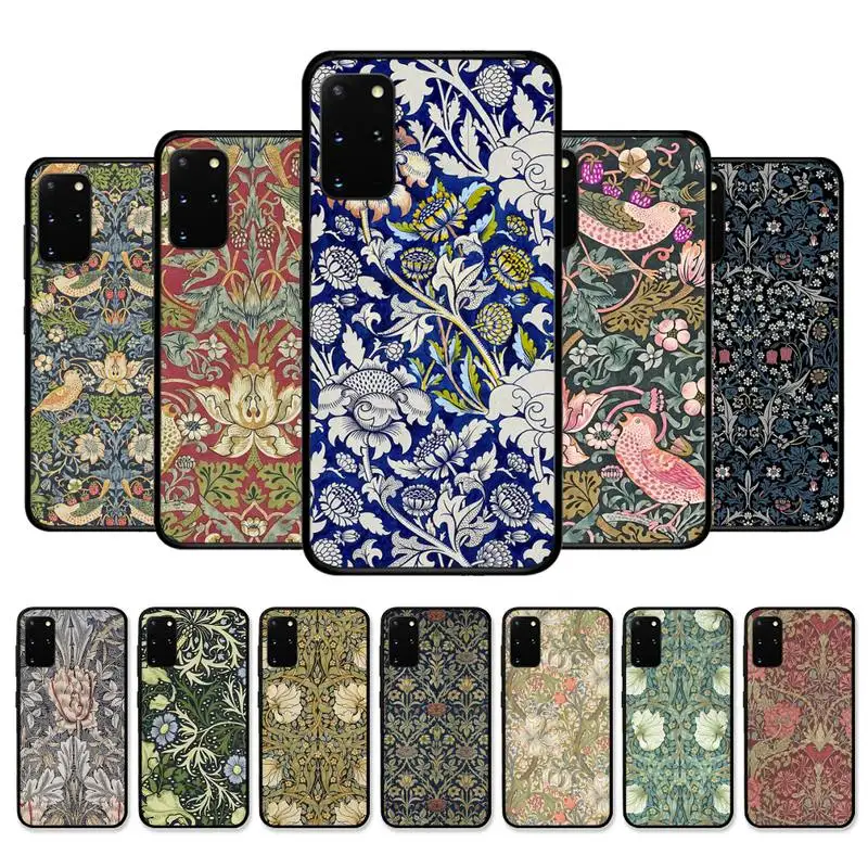 

William Morris Strawberry Thief Design Phone Case for Samsung S21 S10 Lite S20 Ultra S9 S8 Plus S7 S6 edge S5 cover