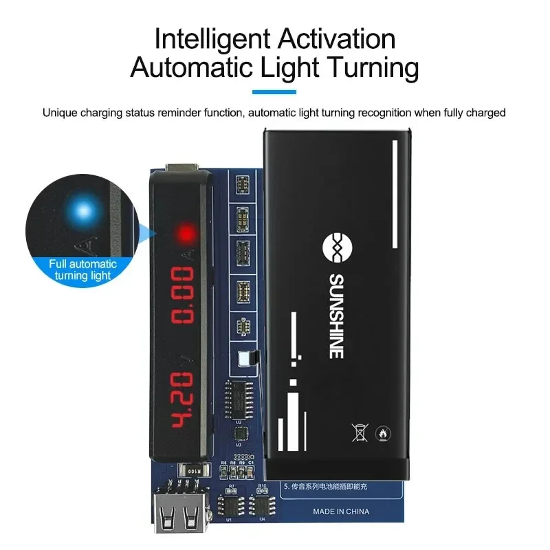 Фото SUNSHINE SS-904B TECNO плата активации с цифровым дисплеем для зарядки аккумулятора серии Transsion, инструменты для тестирования быстрой зарядки аккумулятора №4