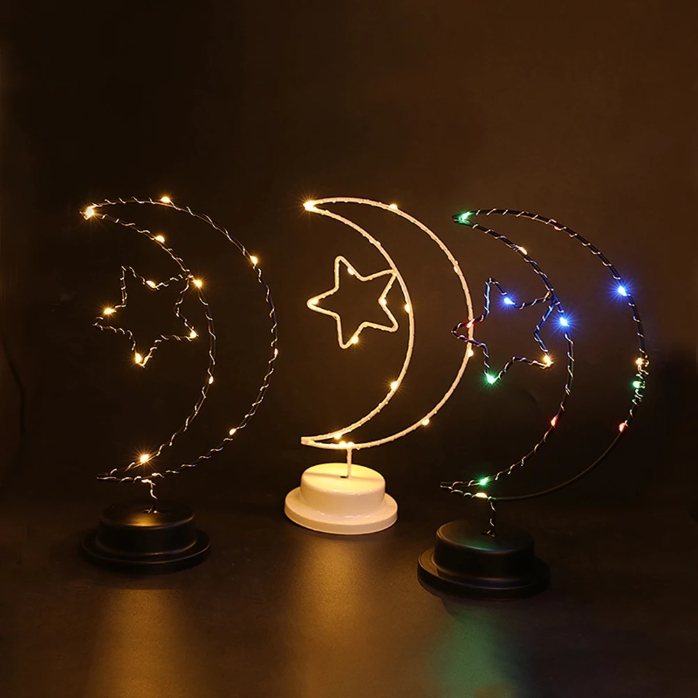 

Светодиодная настольная лампа в форме Луны и звезды, прикроватный светодиодный спутник для детской, гостиной, кабинета, спальни, ночник, атм...