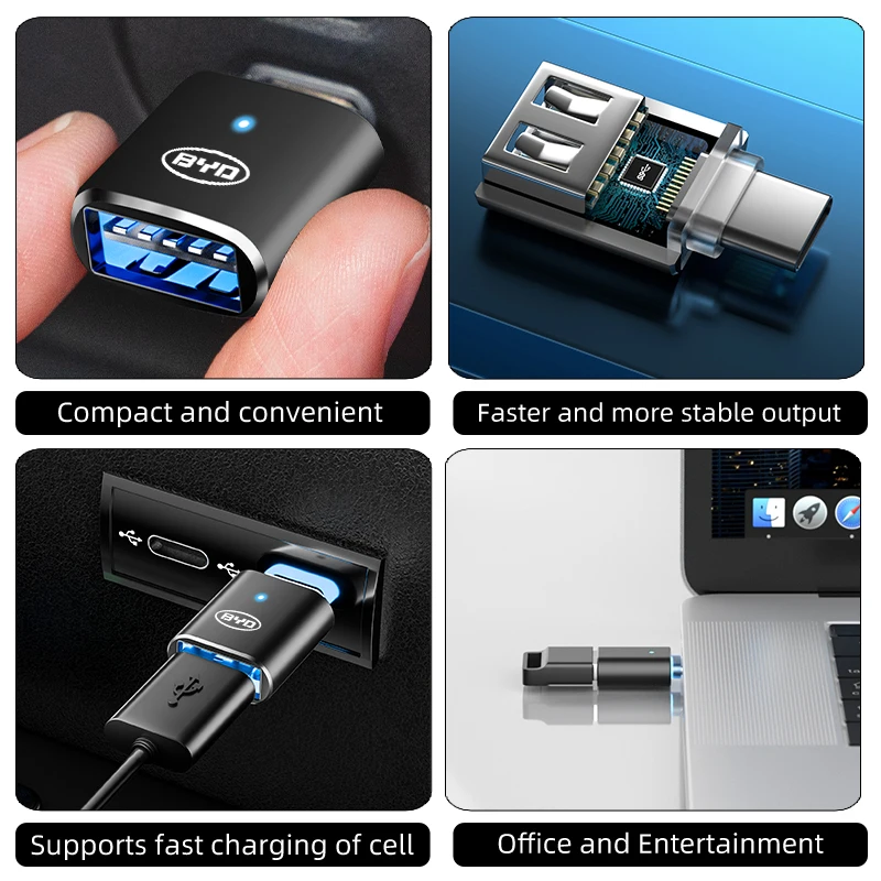 Автомобильный USB-адаптер зарядный преобразователь Тип C на USB 3 0 LDE быстрое