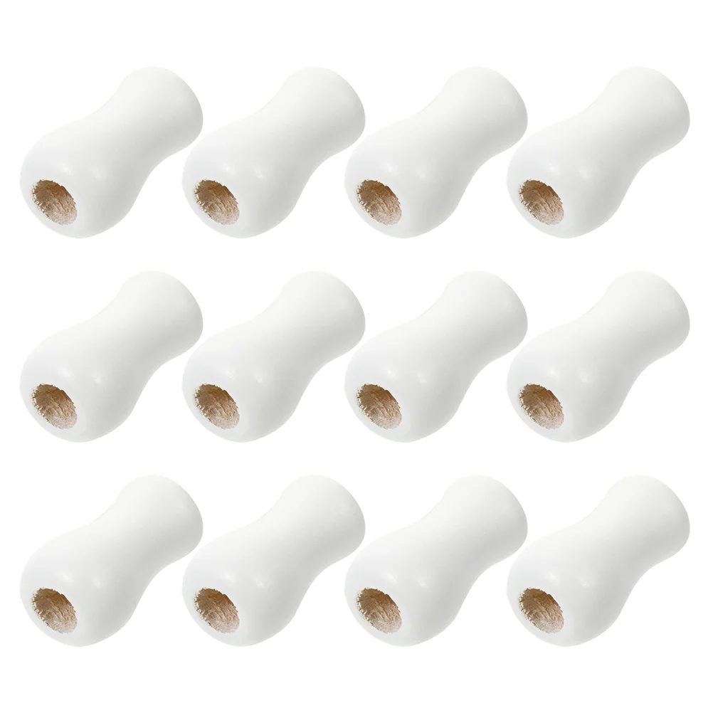 

24 Pcs Wood Knobs Wire Rack Cord Drops Tassel Wooden Pull End Roman Blinds Ends White